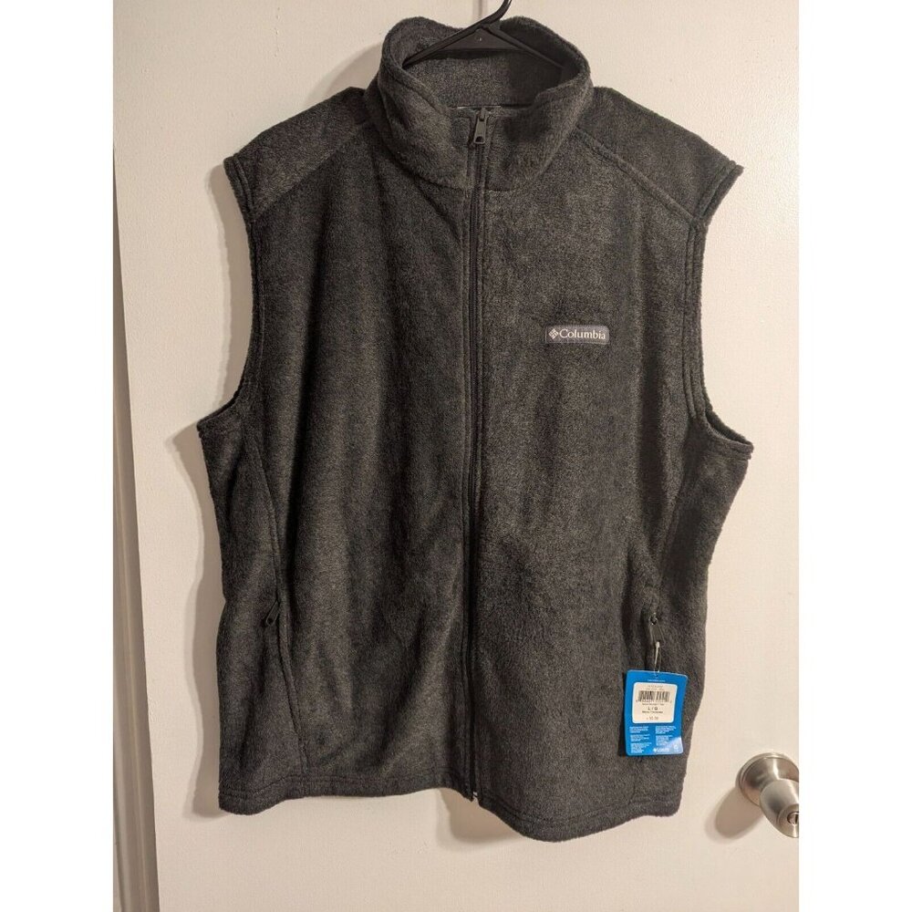 Columbia Steens Mountain Fleece Vest Mens Large Gray Charcoal MSRP $50.00 New
